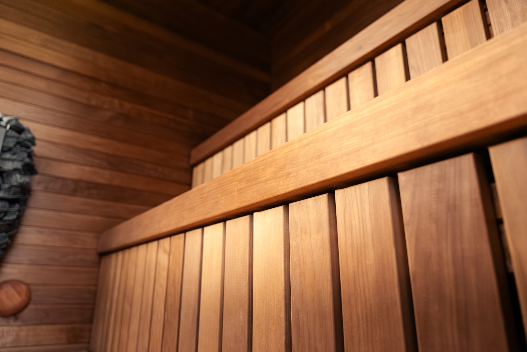 Teak barrel sauna with Harvia Spirit heater | Signature Garden Rooms