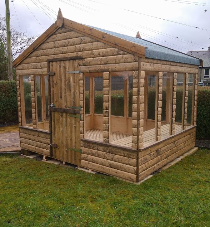 Large timber potting shed with felt apex roof and glazed window panels | Signature Garden Rooms, Central Scotland