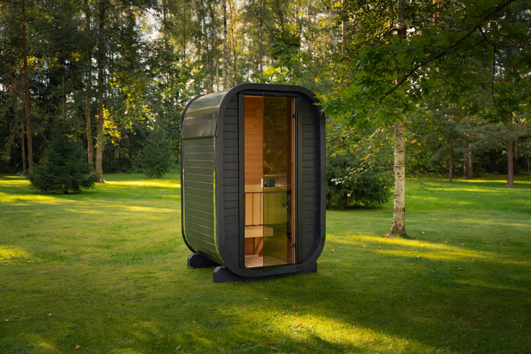 Ula Micro compact outdoor sauna in ebony finish | Signature Garden Rooms