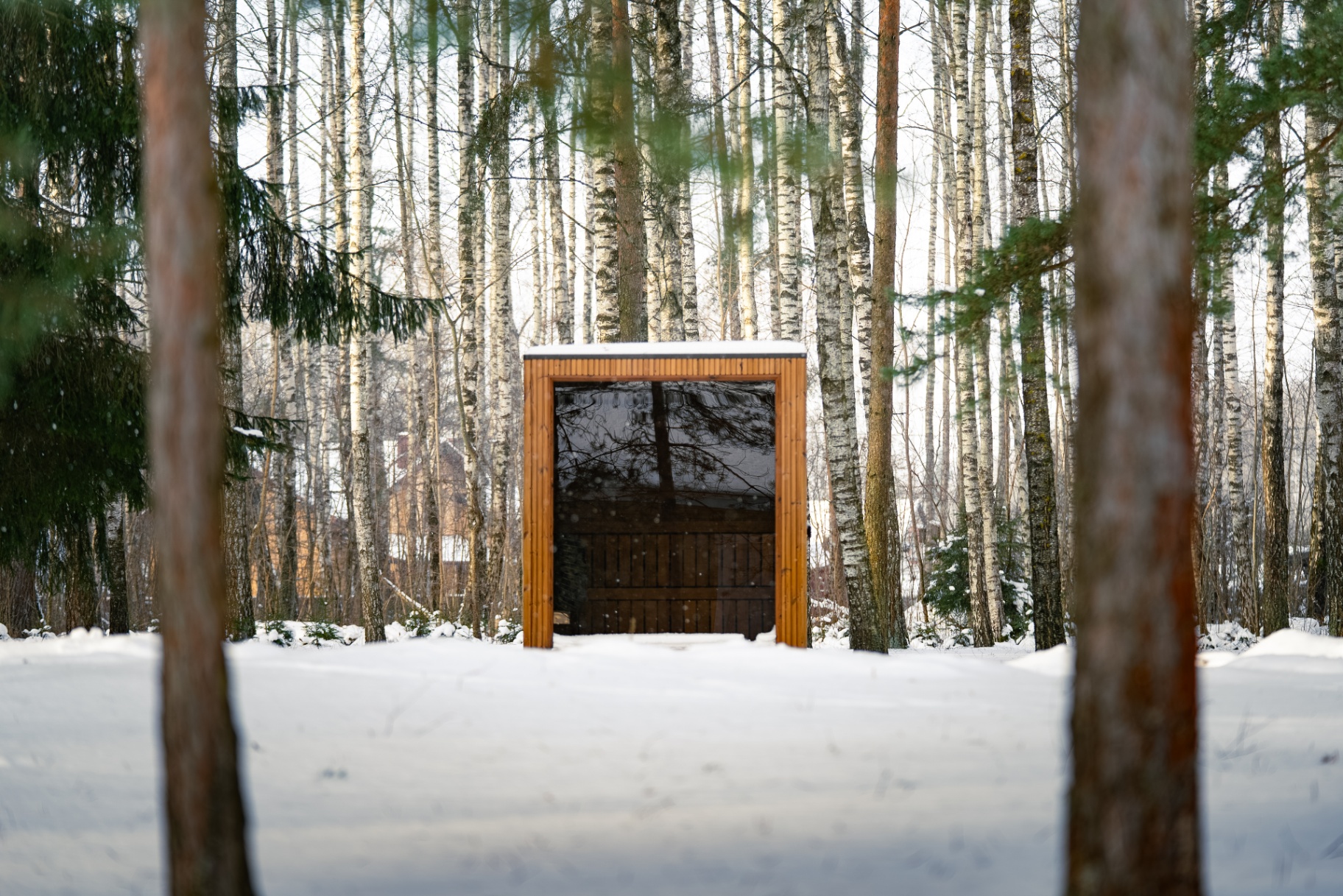 Jonas teak barrel sauna in Scottish winter | Signature Garden Rooms