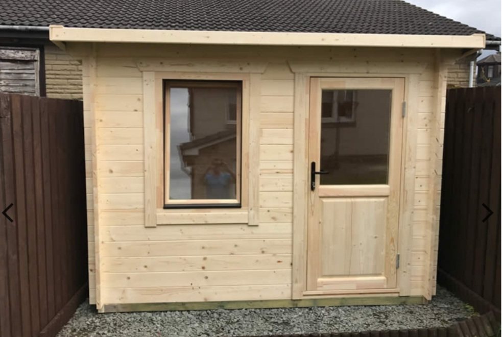 Small light timber log cabin with single glazed door and single window | Signature Garden Rooms, Central Scotland