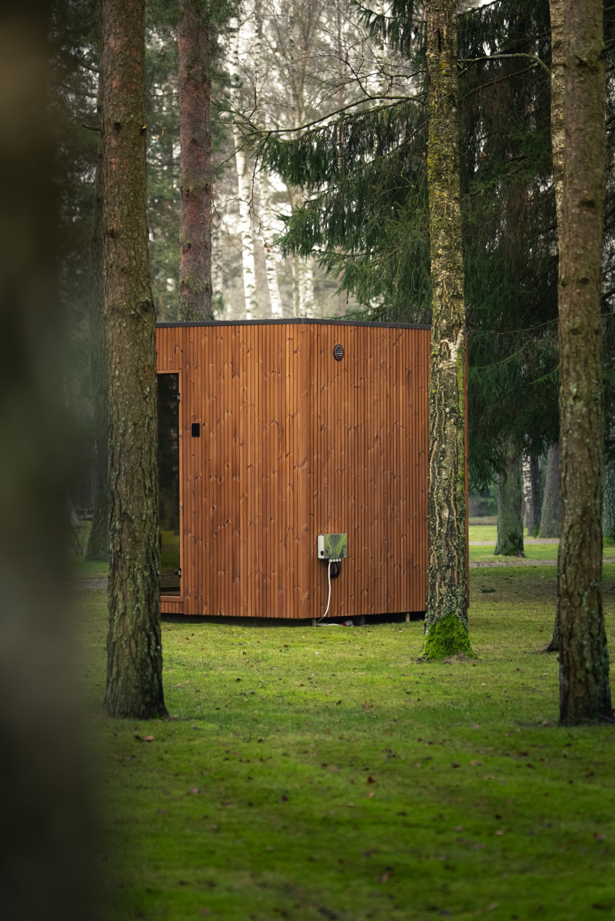 Teak barrel sauna with Harvia Spirit heater | Signature Garden Rooms