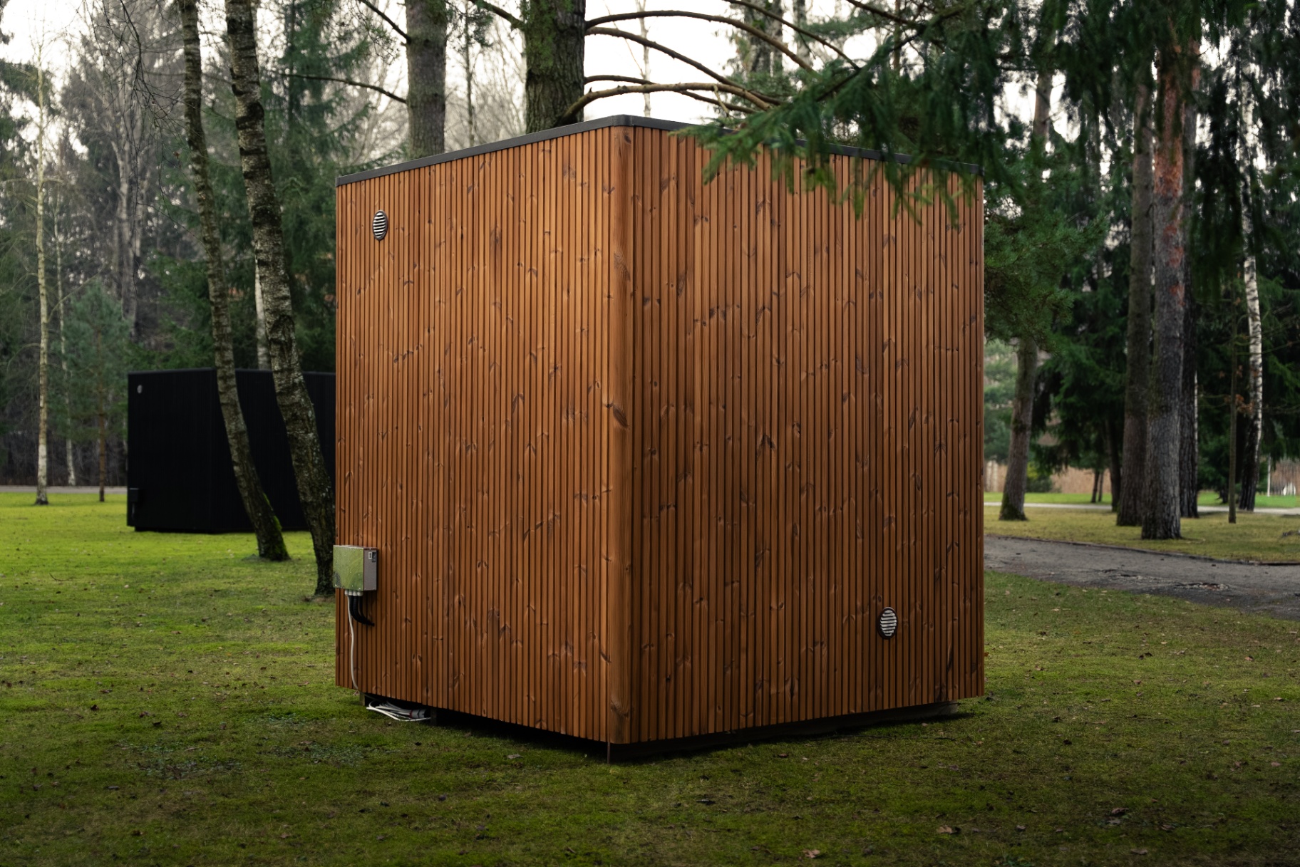 Teak barrel sauna with Harvia Spirit heater | Signature Garden Rooms