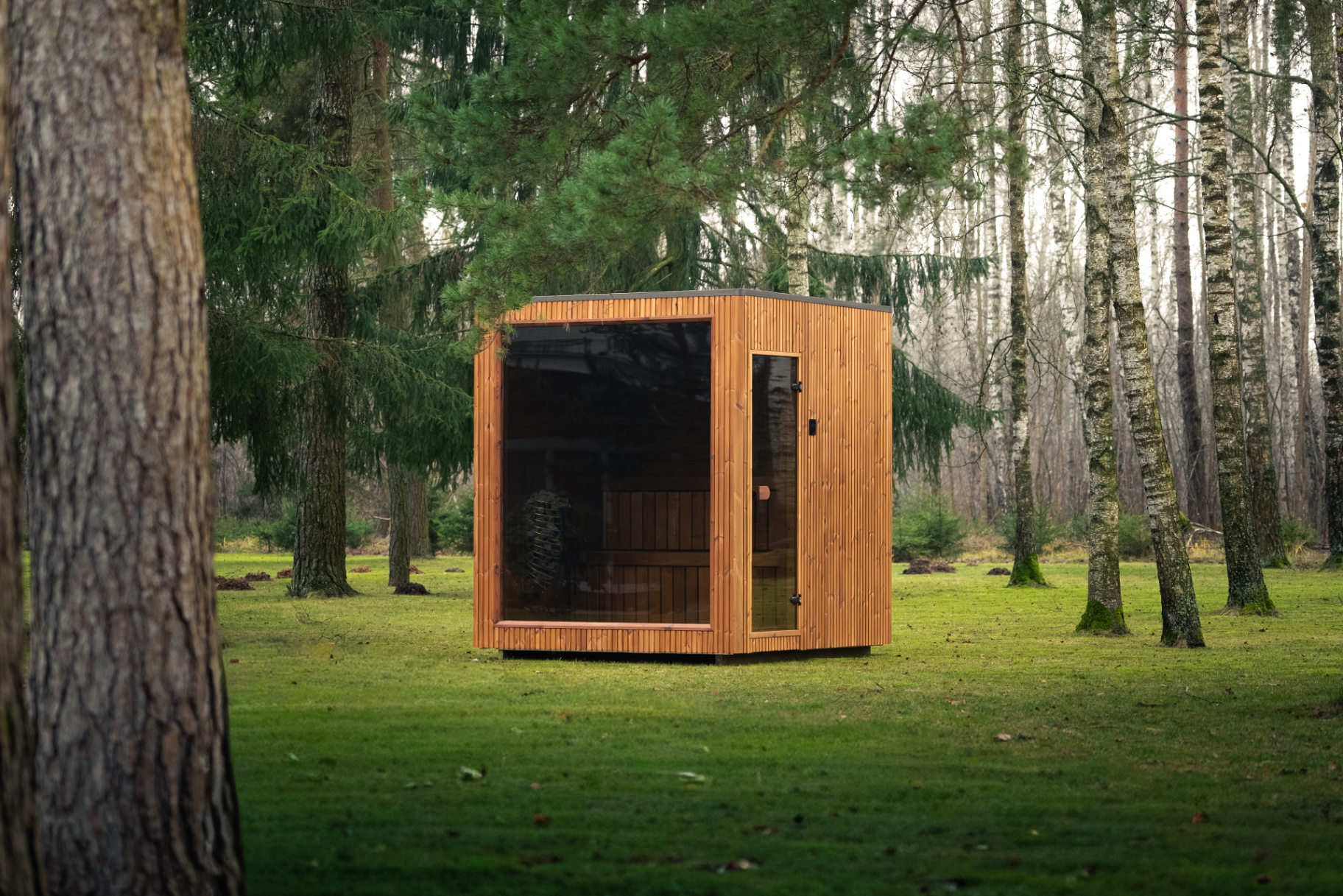Teak barrel sauna with Harvia Spirit heater | Signature Garden Rooms